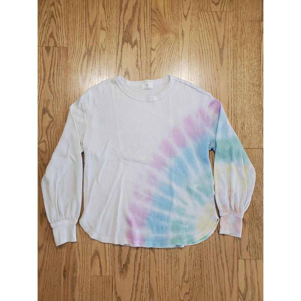 t.la Anthropologie Womens S Tie Dye Rainbow Waffle Knit Oversized Top VGUC boho
